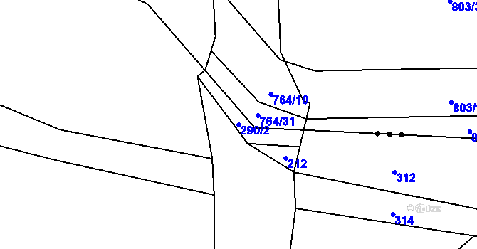 Parcela st. 290/2 v KÚ Žabonosy, Katastrální mapa