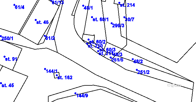 Parcela st. 211 v KÚ Žabonosy, Katastrální mapa