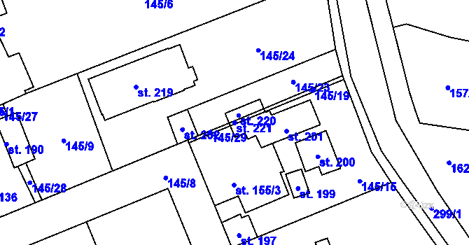 Parcela st. 221 v KÚ Žabonosy, Katastrální mapa
