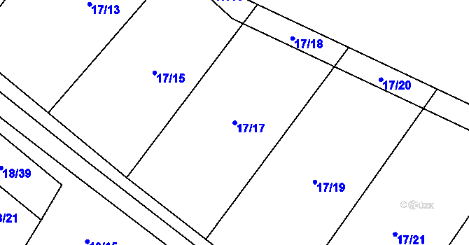 Parcela st. 17/17 v KÚ Plandry, Katastrální mapa