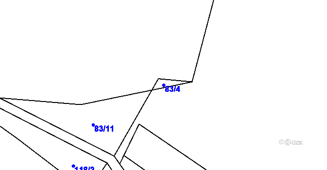 Parcela st. 83/4 v KÚ Korýtka, Katastrální mapa