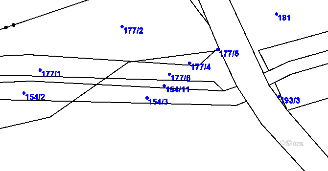 Parcela st. 154/11 v KÚ Korýtka, Katastrální mapa