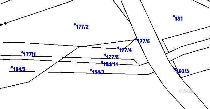 Parcela st. 177/6 v KÚ Korýtka, Katastrální mapa