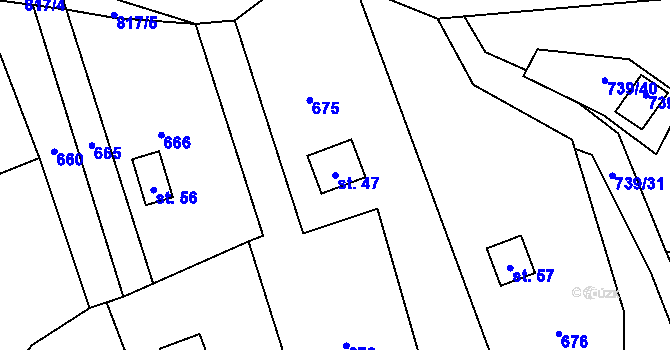 Parcela st. 47 v KÚ Ondřejov nad Střelou, Katastrální mapa