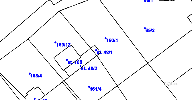 Parcela st. 48/1 v KÚ Ondřejov nad Střelou, Katastrální mapa