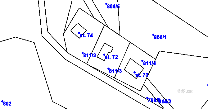 Parcela st. 72 v KÚ Ondřejov nad Střelou, Katastrální mapa