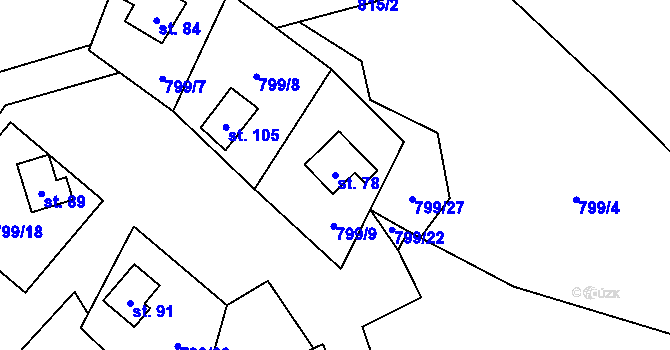 Parcela st. 78 v KÚ Ondřejov nad Střelou, Katastrální mapa
