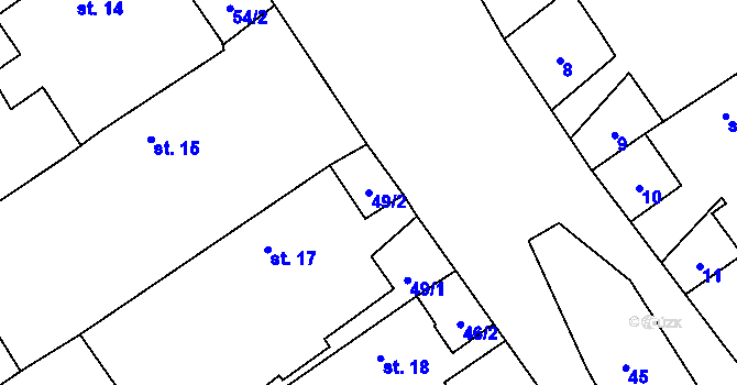 Parcela st. 49/2 v KÚ Ondřejov nad Střelou, Katastrální mapa