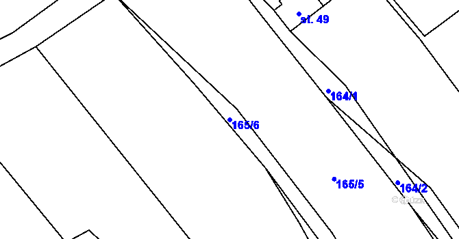 Parcela st. 165/6 v KÚ Ondřejov nad Střelou, Katastrální mapa