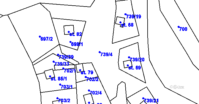 Parcela st. 739/4 v KÚ Ondřejov nad Střelou, Katastrální mapa