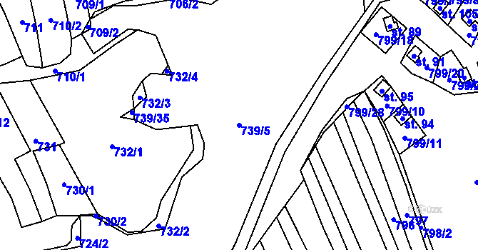 Parcela st. 739/5 v KÚ Ondřejov nad Střelou, Katastrální mapa