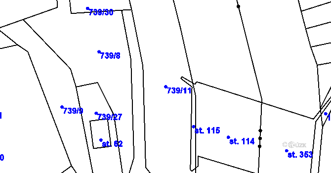 Parcela st. 739/11 v KÚ Ondřejov nad Střelou, Katastrální mapa