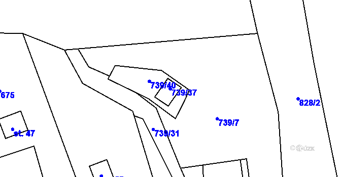 Parcela st. 739/37 v KÚ Ondřejov nad Střelou, Katastrální mapa