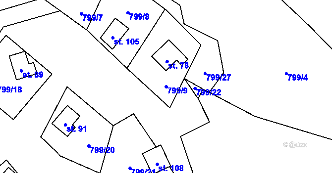 Parcela st. 799/9 v KÚ Ondřejov nad Střelou, Katastrální mapa