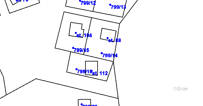 Parcela st. 799/14 v KÚ Ondřejov nad Střelou, Katastrální mapa