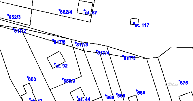 Parcela st. 817/4 v KÚ Ondřejov nad Střelou, Katastrální mapa