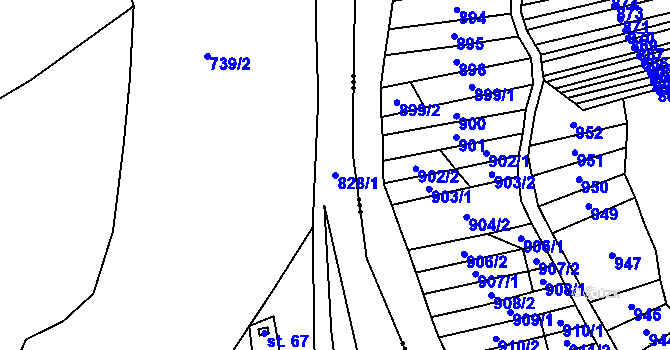 Parcela st. 828/1 v KÚ Ondřejov nad Střelou, Katastrální mapa