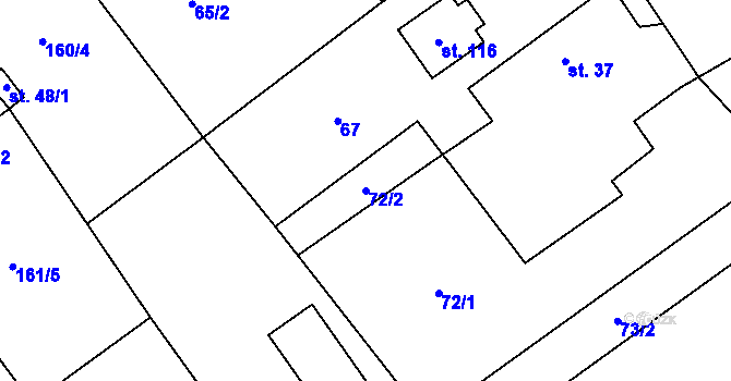 Parcela st. 72/2 v KÚ Ondřejov nad Střelou, Katastrální mapa