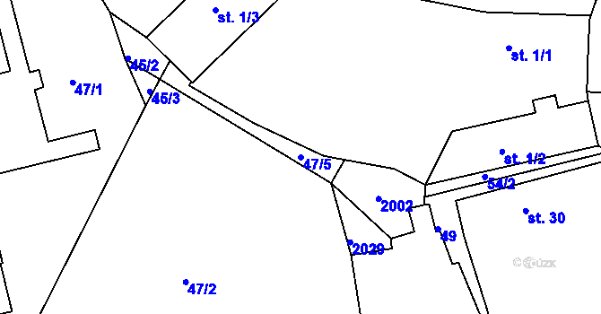 Parcela st. 47/5 v KÚ Pláně u Plas, Katastrální mapa