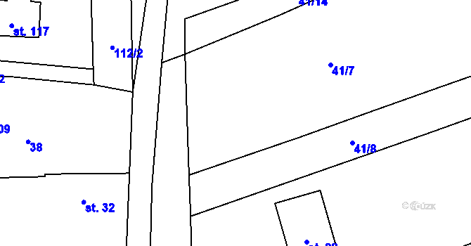 Parcela st. 41/4 v KÚ Vrážné nad Střelou, Katastrální mapa