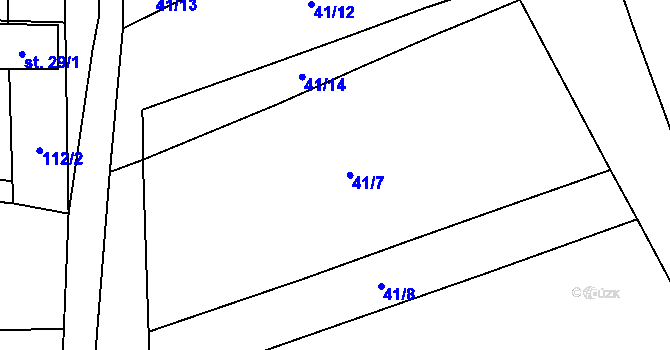 Parcela st. 41/5 v KÚ Vrážné nad Střelou, Katastrální mapa