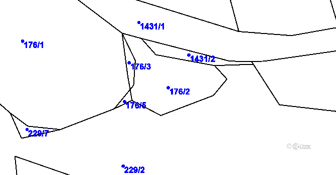 Parcela st. 176/2 v KÚ Vrážné nad Střelou, Katastrální mapa
