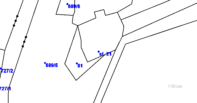 Parcela st. 21 v KÚ Hnačov, Katastrální mapa