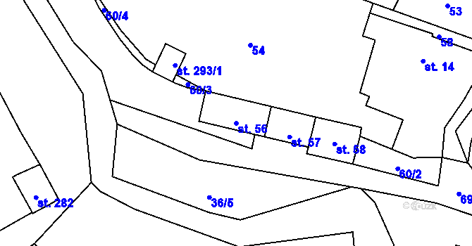 Parcela st. 56 v KÚ Hnačov, Katastrální mapa