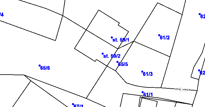 Parcela st. 59/2 v KÚ Hnačov, Katastrální mapa