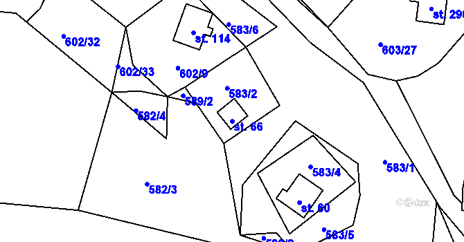 Parcela st. 66 v KÚ Hnačov, Katastrální mapa