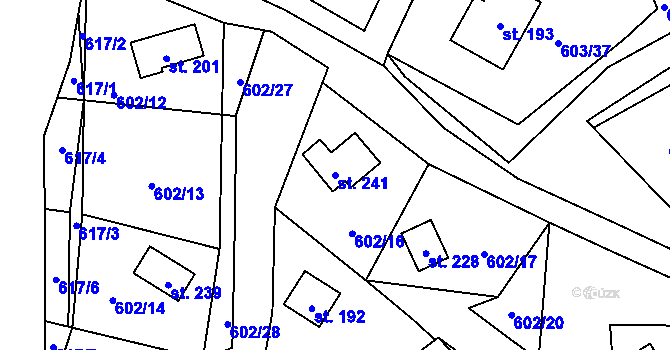 Parcela st. 241 v KÚ Hnačov, Katastrální mapa