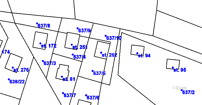Parcela st. 252 v KÚ Hnačov, Katastrální mapa