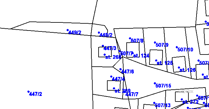 Parcela st. 268 v KÚ Hnačov, Katastrální mapa