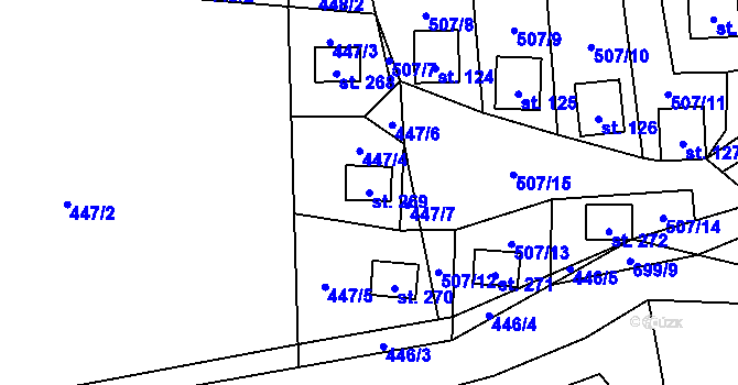 Parcela st. 269 v KÚ Hnačov, Katastrální mapa