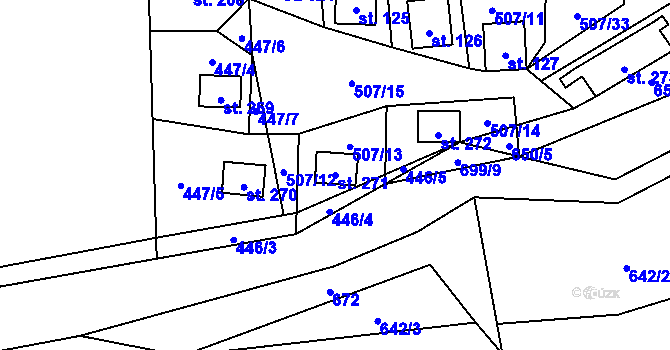 Parcela st. 271 v KÚ Hnačov, Katastrální mapa