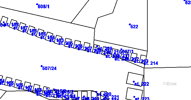 Parcela st. 277 v KÚ Hnačov, Katastrální mapa