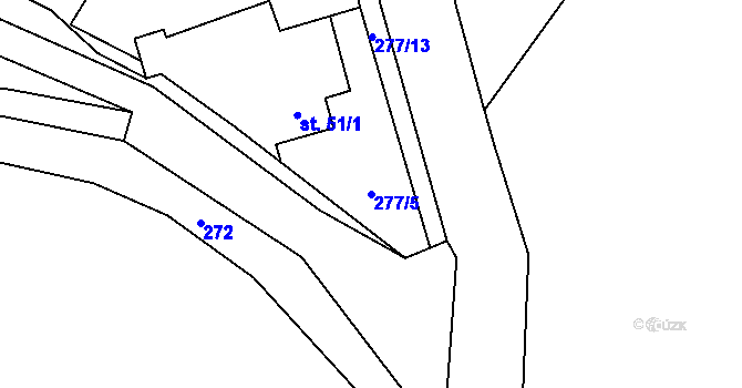Parcela st. 277/5 v KÚ Hnačov, Katastrální mapa