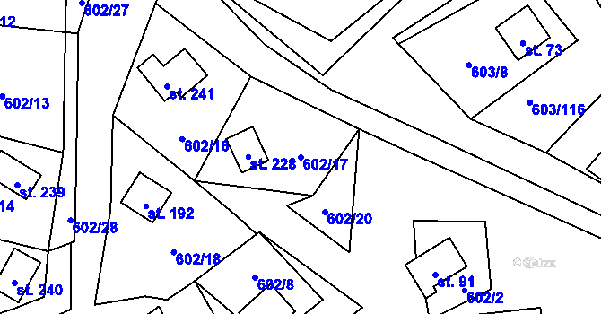 Parcela st. 602/17 v KÚ Hnačov, Katastrální mapa