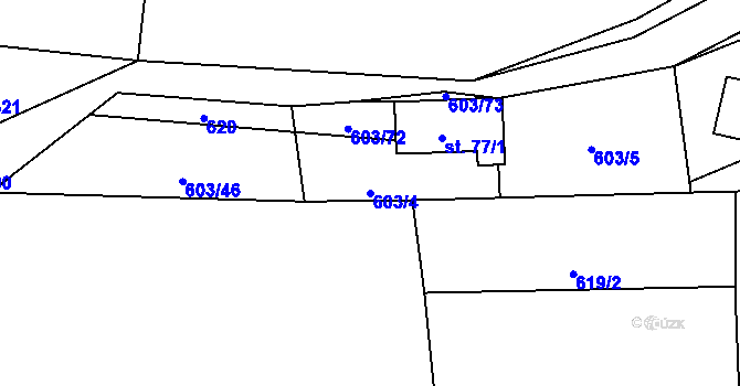 Parcela st. 603/4 v KÚ Hnačov, Katastrální mapa