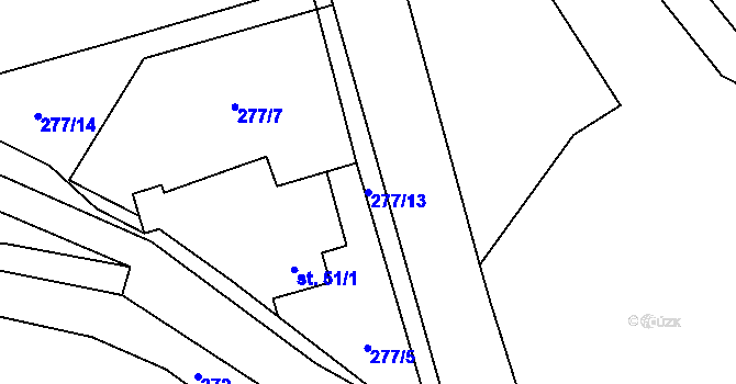 Parcela st. 277/13 v KÚ Hnačov, Katastrální mapa