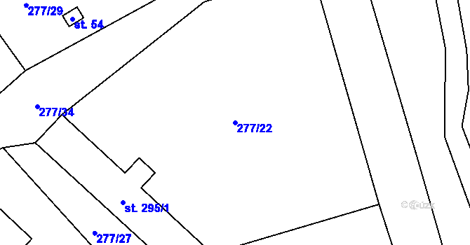 Parcela st. 277/22 v KÚ Hnačov, Katastrální mapa