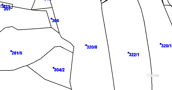 Parcela st. 320/8 v KÚ Hnačov, Katastrální mapa