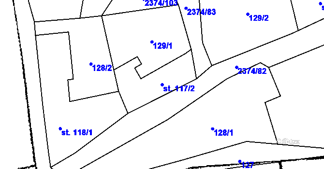 Parcela st. 117/2 v KÚ Plánice, Katastrální mapa