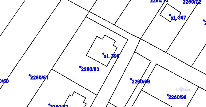 Parcela st. 390 v KÚ Plánice, Katastrální mapa