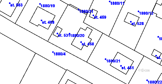 Parcela st. 458 v KÚ Plánice, Katastrální mapa