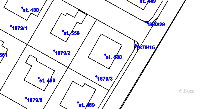 Parcela st. 488 v KÚ Plánice, Katastrální mapa