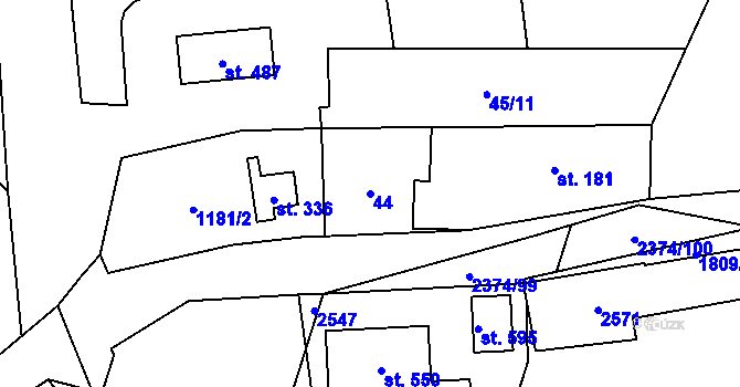 Parcela st. 44 v KÚ Plánice, Katastrální mapa