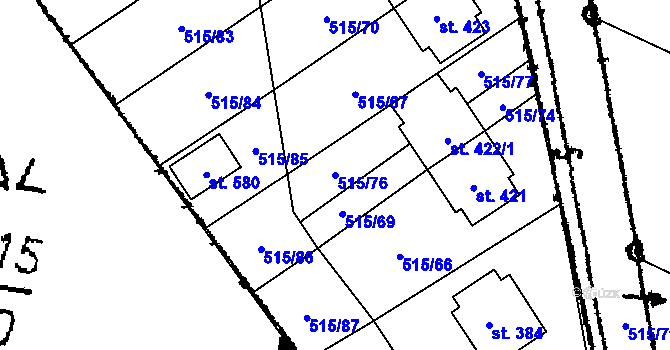 Parcela st. 515/76 v KÚ Plánice, Katastrální mapa