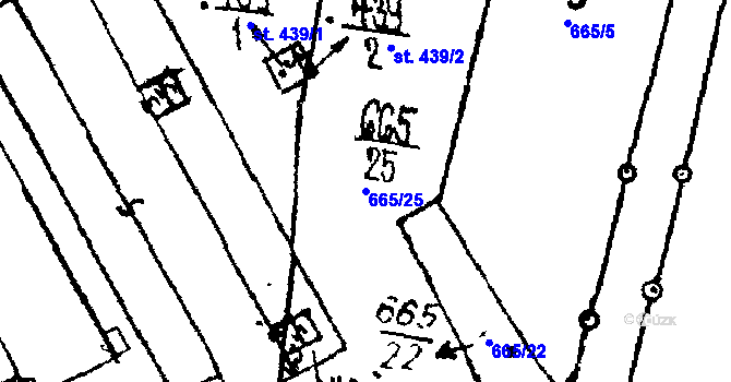 Parcela st. 665/25 v KÚ Plánice, Katastrální mapa