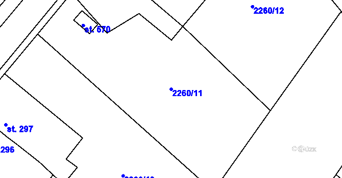 Parcela st. 2260/11 v KÚ Plánice, Katastrální mapa